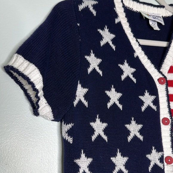 Vintage 4th of July short sleeve button up American Flag sweater size small - Picture 9 of 11